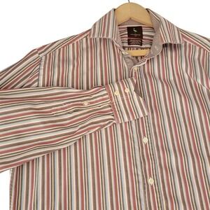 TAILORBYRD Mens Long Sleeve Striped Button Up Shirt Sz L 100% Cotton. Untuck